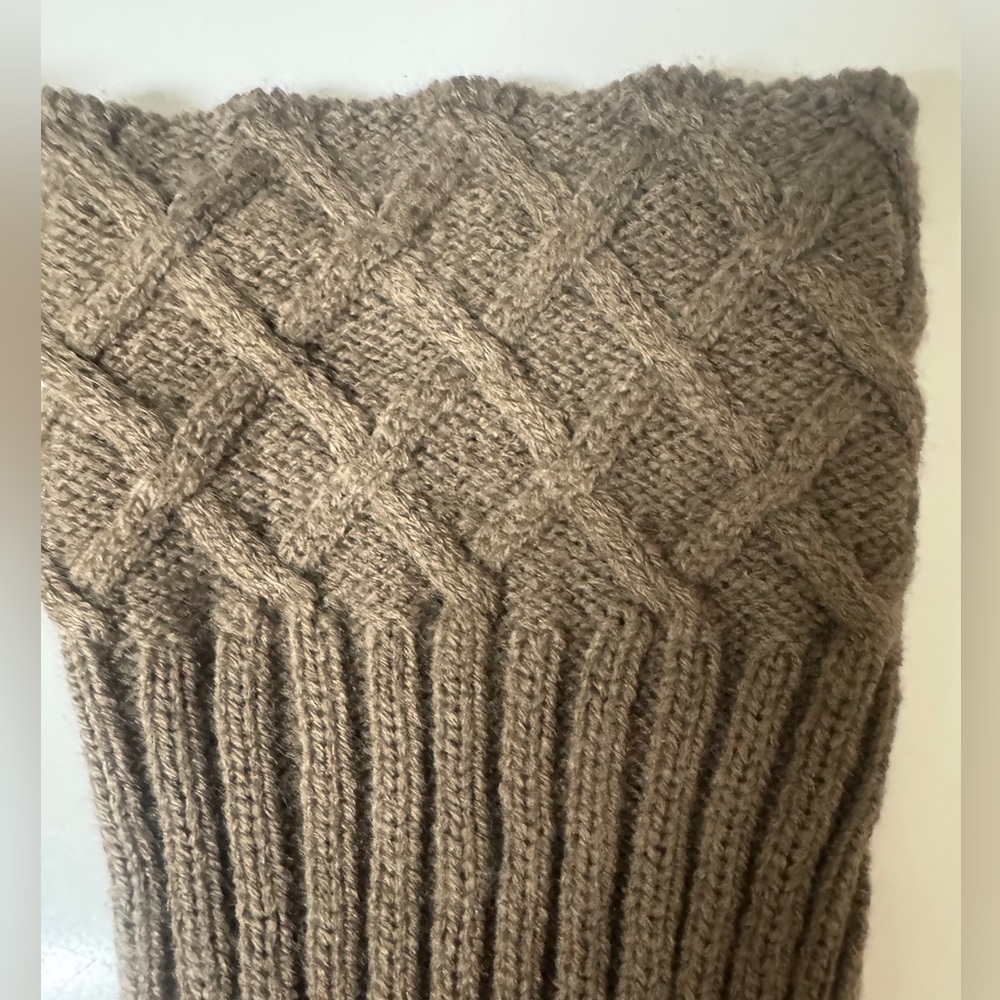 Cable Knit Leg Warmers Boot Cuffs Short Ankle Style Light Tan Brown EUC - Picture 4 of 7